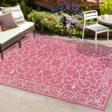 Charleston Vintage Filigree Textured Weave Indoor/outdoor Area Rug